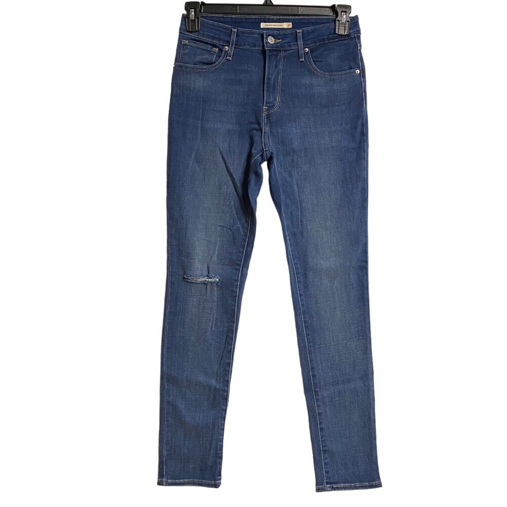 LEVIS 721 HIGH RISE SKINNY ripped knee JEANS SIZE 29